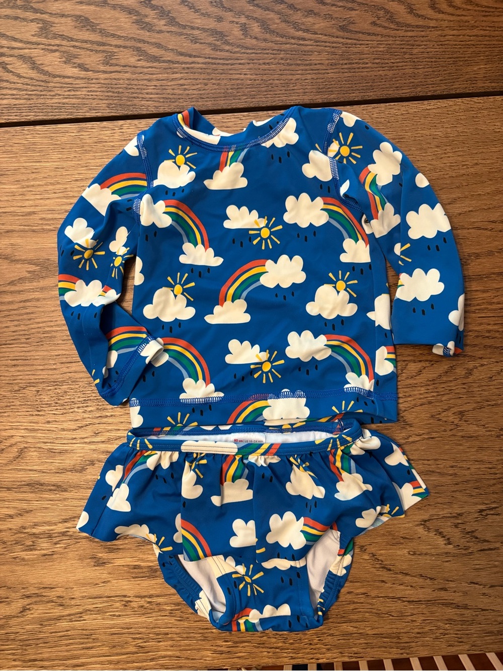 18-24M Hanna Andersson Rash Guard Swim Set GUC Rainbow Cloud Toddler Girl